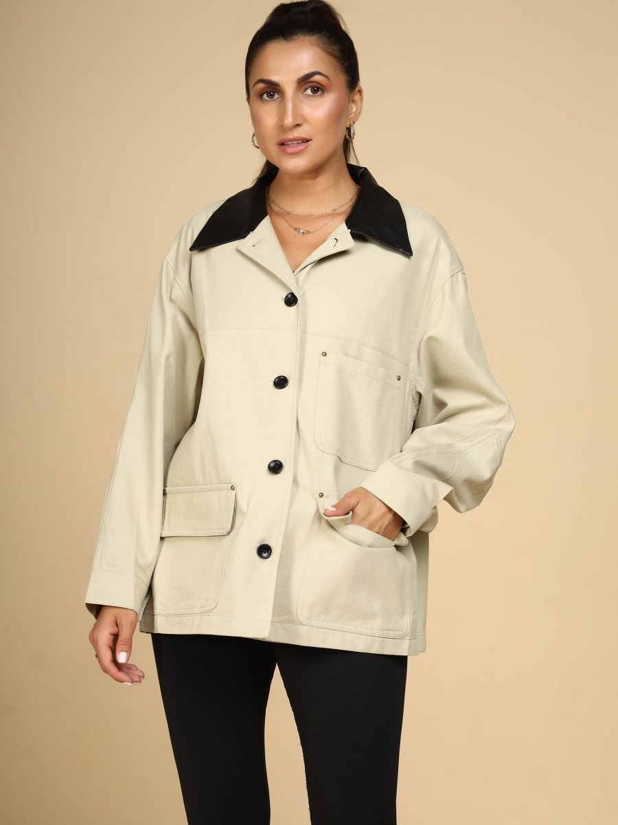 Contrast Collar Utility Jacket - LEYR