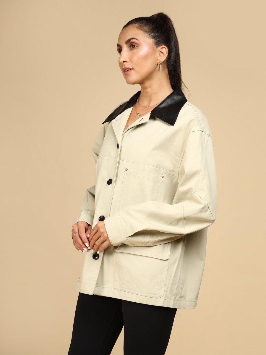 Contrast Collar Utility Jacket - LEYR