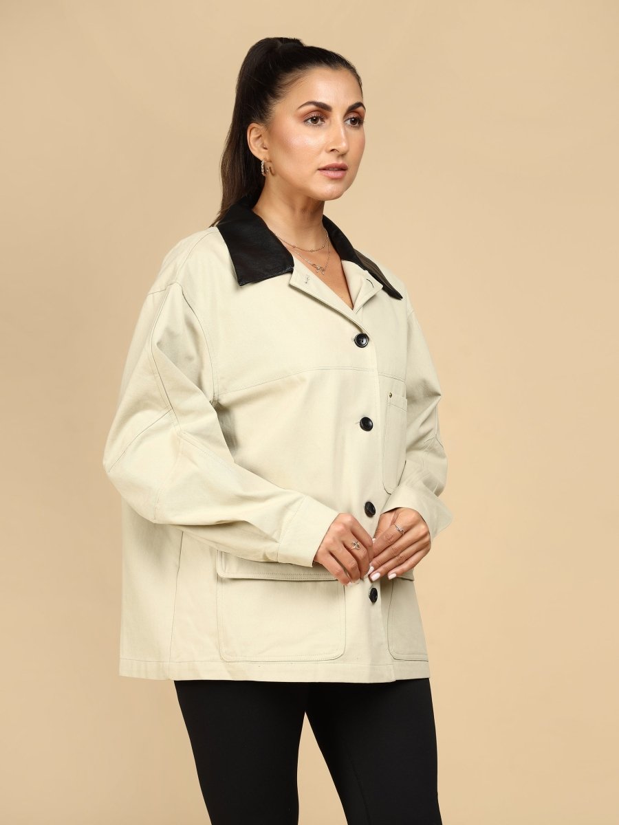 Contrast Collar Utility Jacket - LEYR