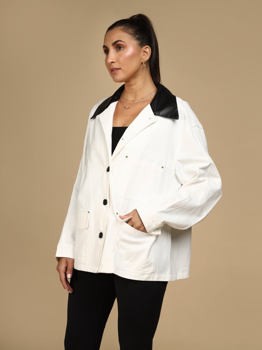 Contrast Collar Utility Jacket - LEYR