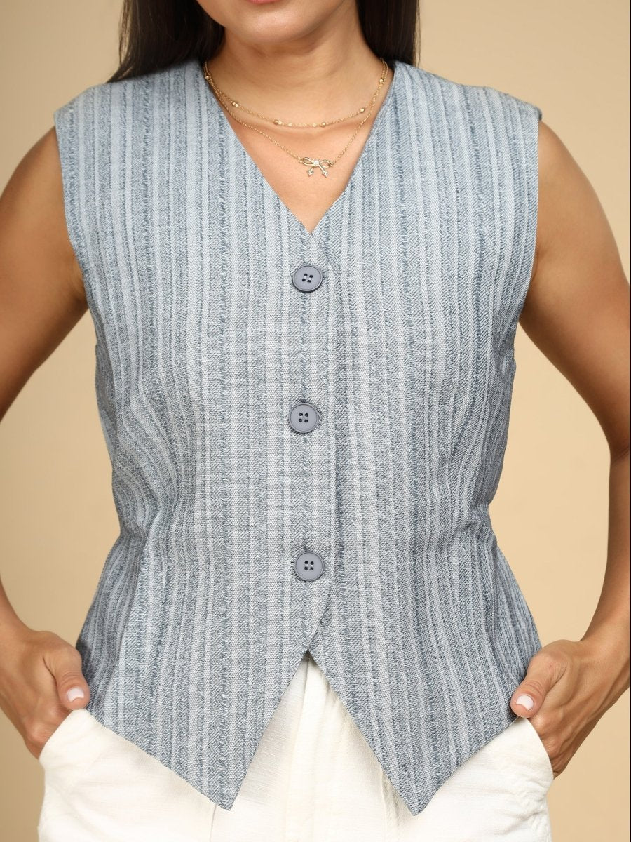 Pinstripe Power Vest - LEYR