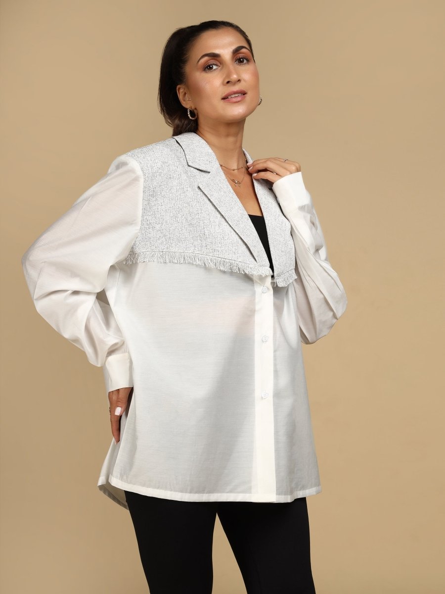 Overlay Textured Yoke Shacket - LEYR