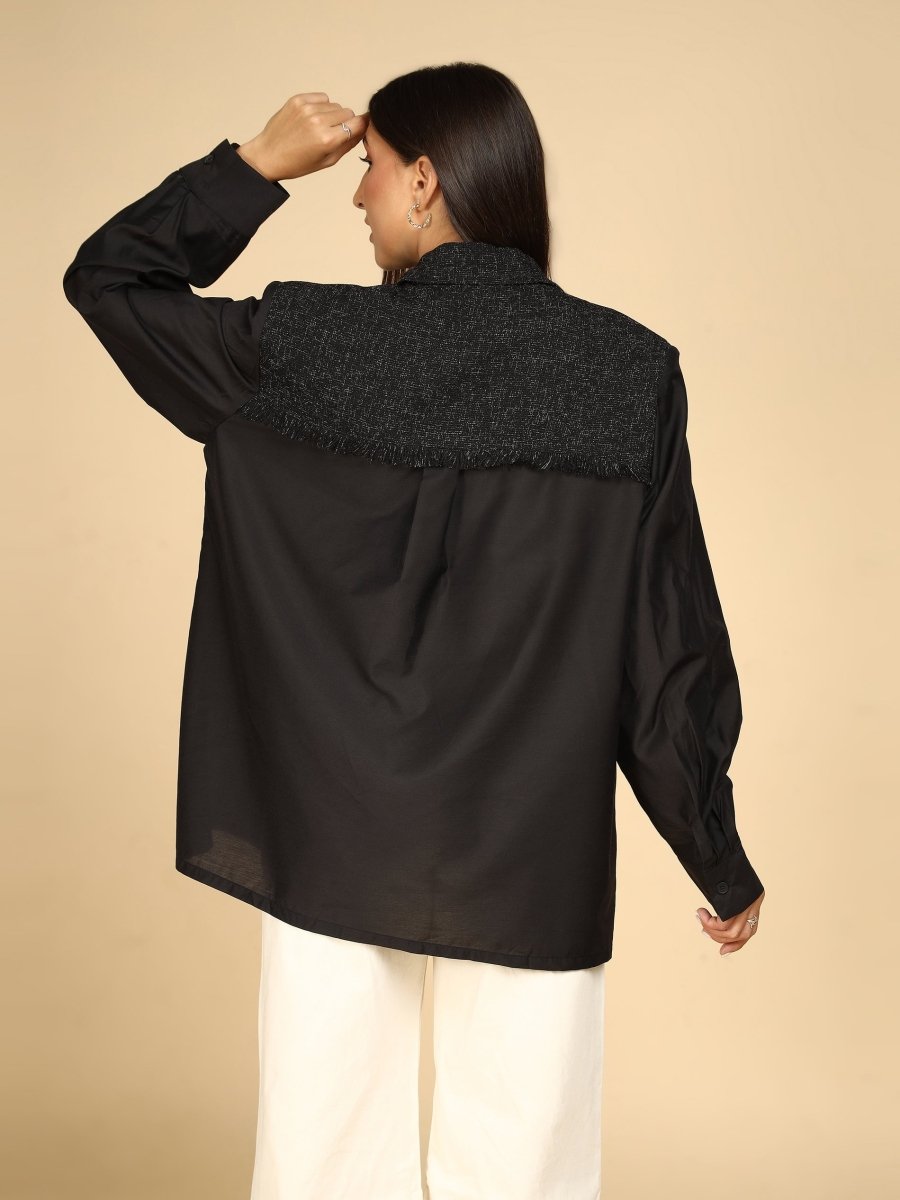 Overlay Textured Yoke Shacket - LEYR