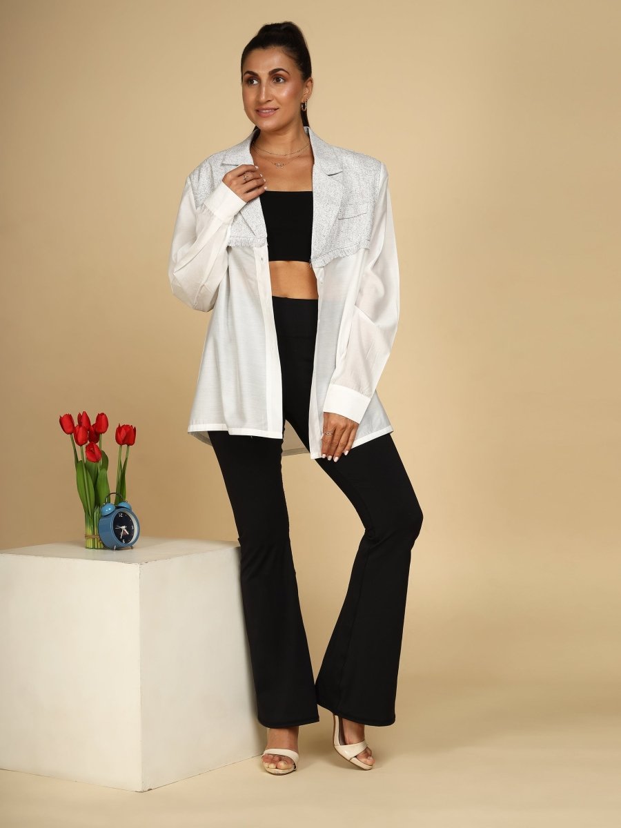 Overlay Textured Yoke Shacket - LEYR