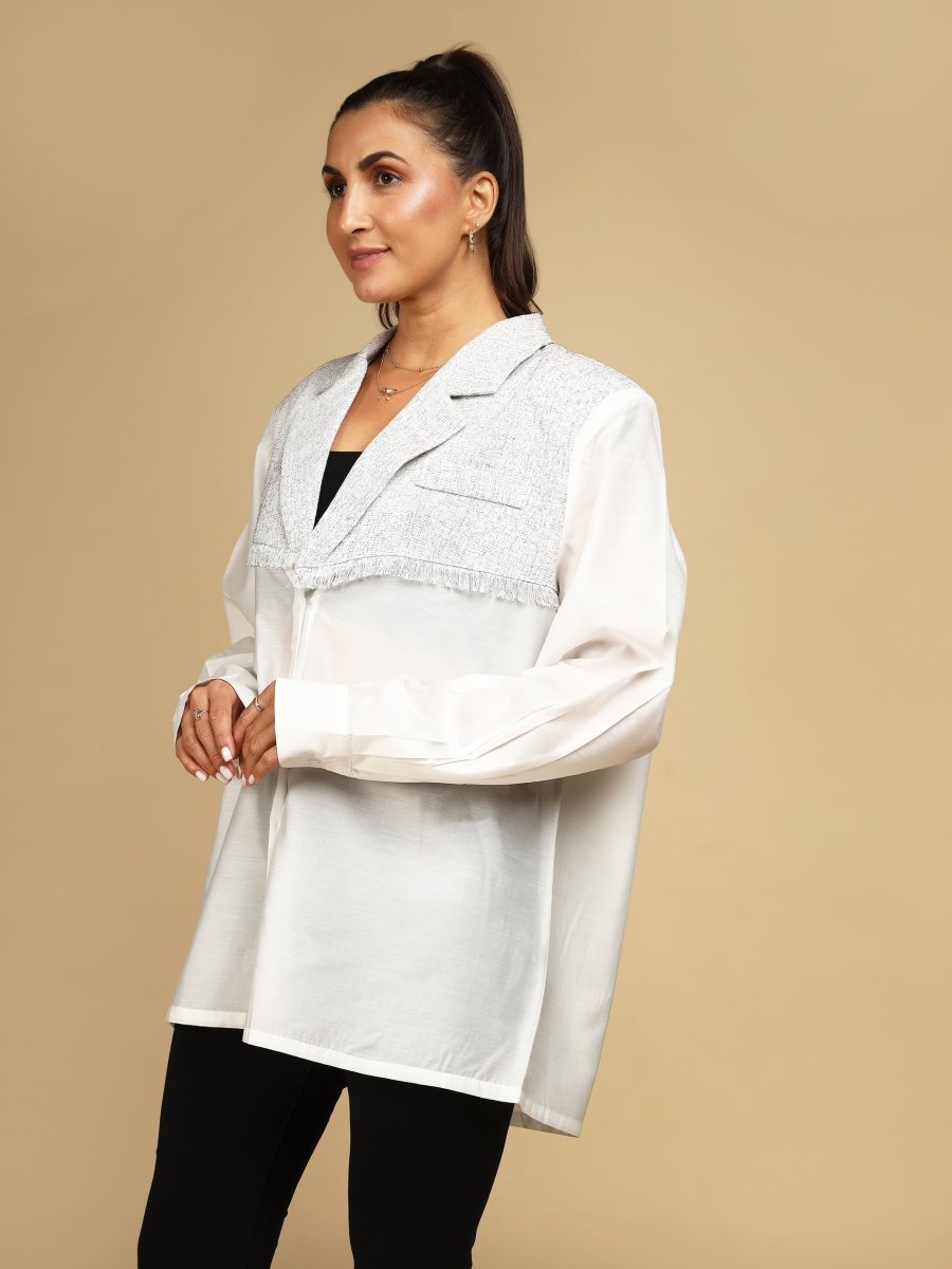 Overlay Textured Yoke Shacket - LEYR