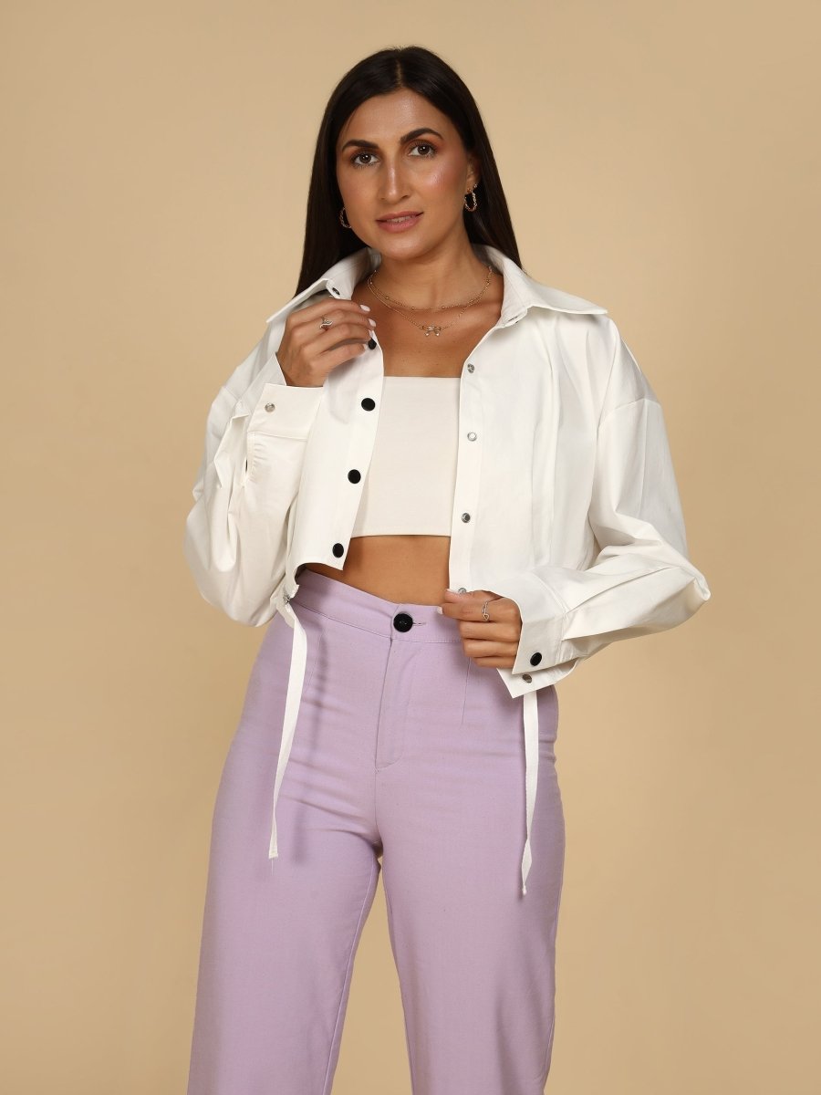 Cinch & Contrast Cropped Jacket - LEYR