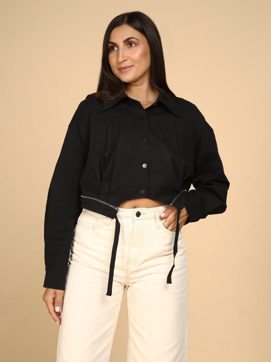 Cinch & Contrast Cropped Jacket - LEYR