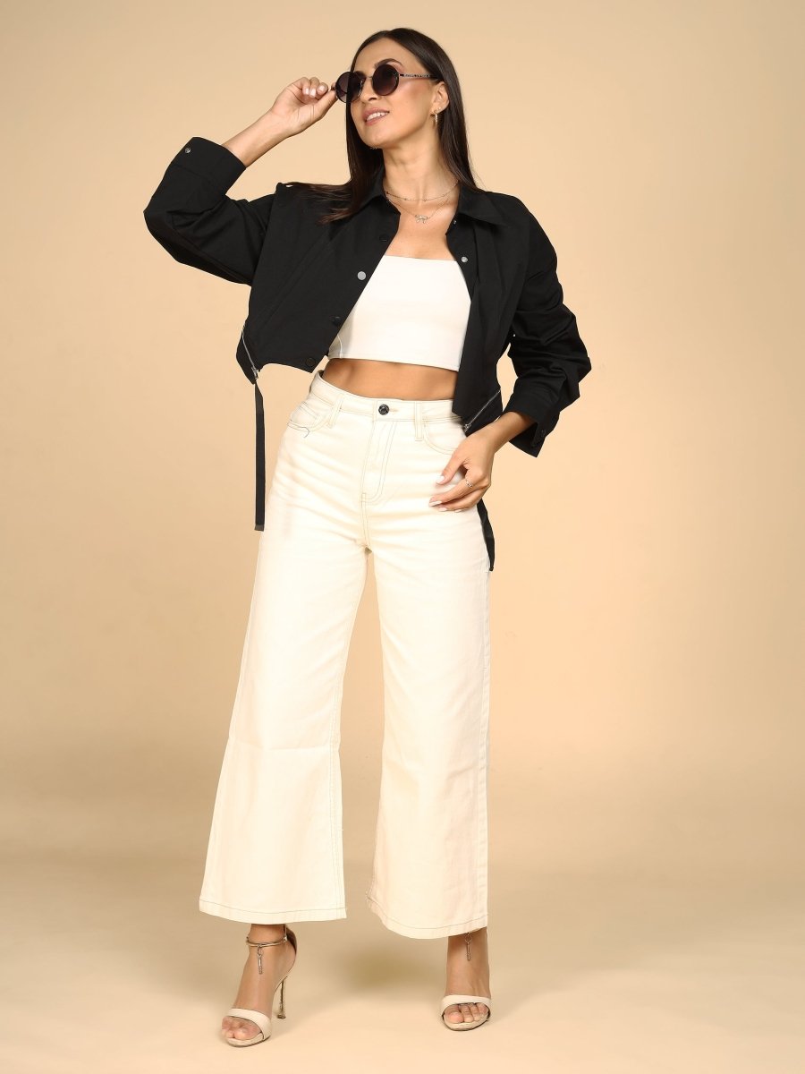 Cinch & Contrast Cropped Jacket - LEYR