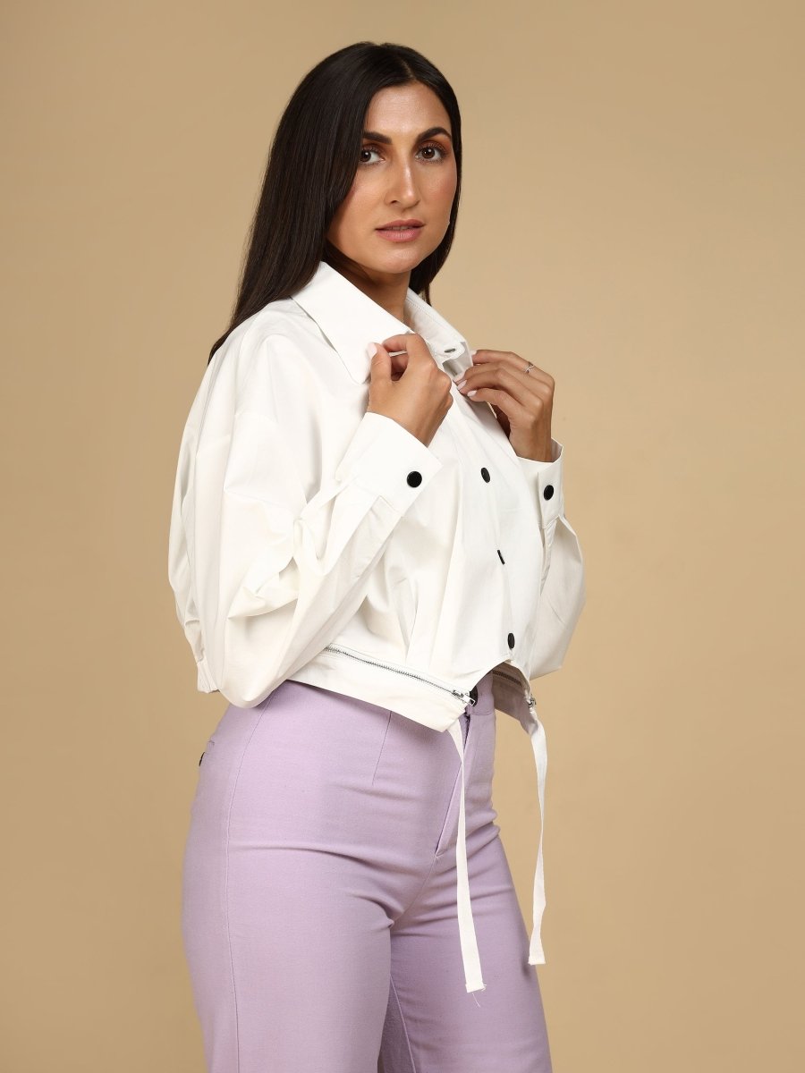 Cinch & Contrast Cropped Jacket - LEYR