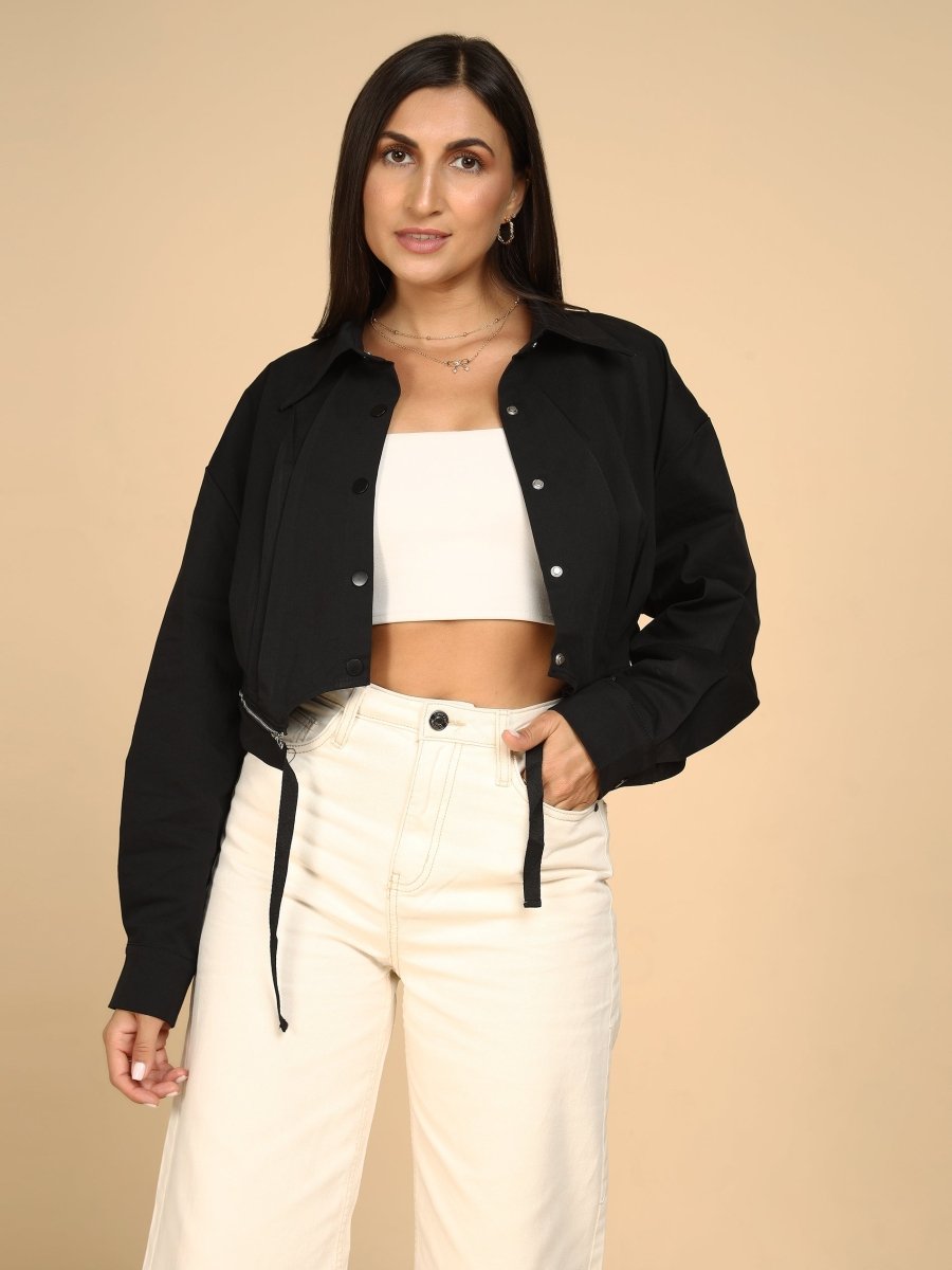Cinch & Contrast Cropped Jacket - LEYR