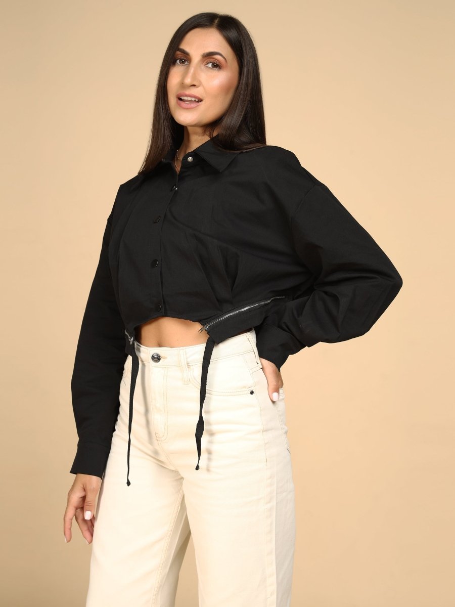 Cinch & Contrast Cropped Jacket - LEYR