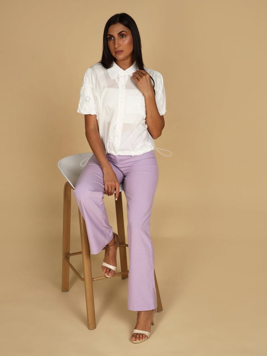 Ivory Patchwork Lace Shirt - LEYR