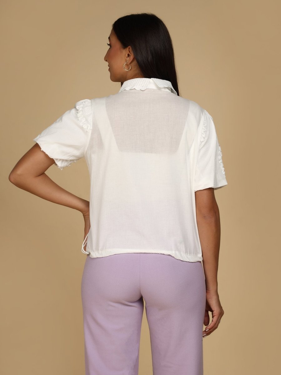 Ivory Patchwork Lace Shirt - LEYR