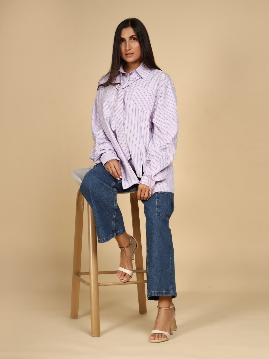 Power Stripe Shirt with Detachable Tie - LEYR