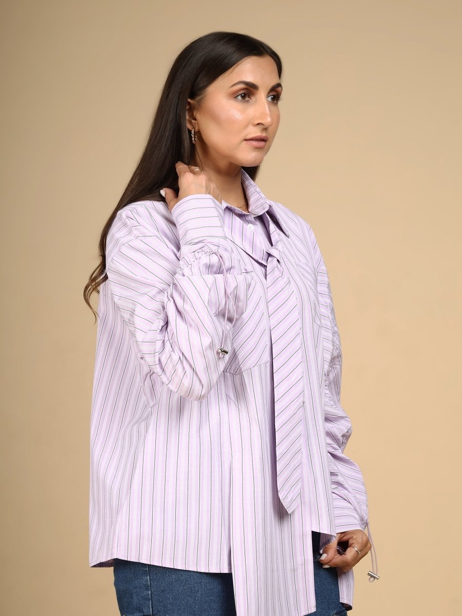 Power Stripe Shirt with Detachable Tie - LEYR