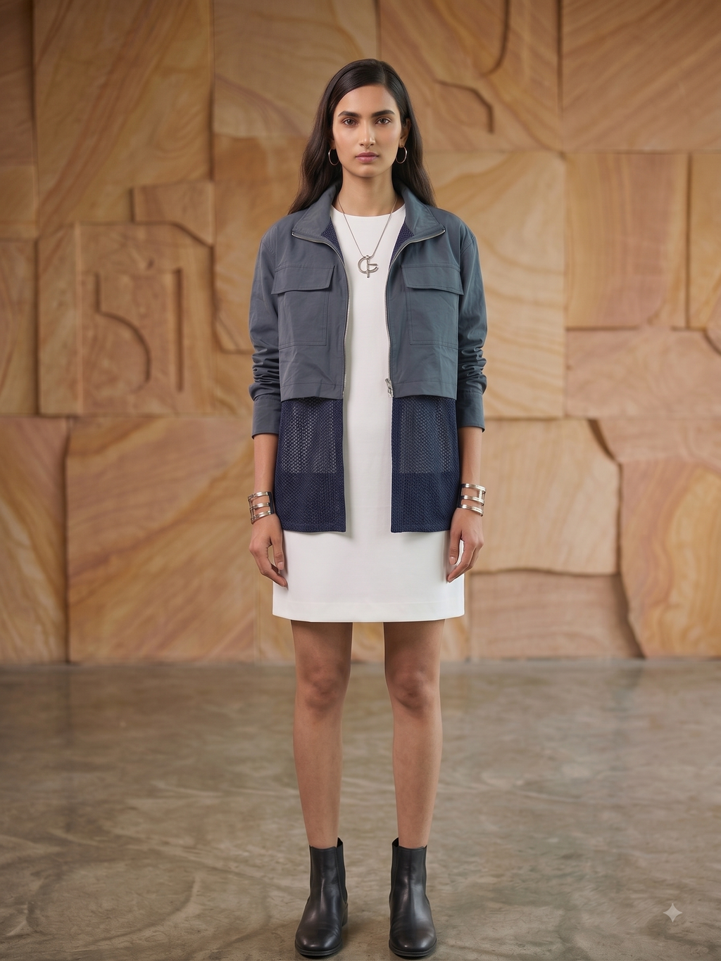 Air mesh shacket