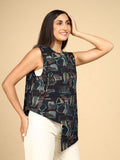 Abstract Jacquard Longline Sleeveless Vest - LEYR