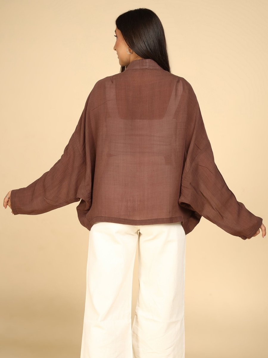 Breeze Flared Sleeve Shirt Shrug Cardigan - LEYR
