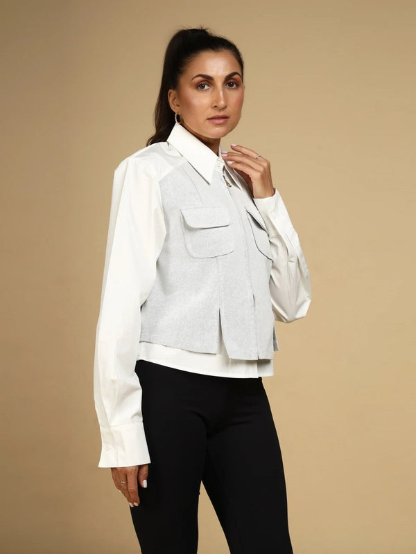 Dual Fabric Shacket - LEYR